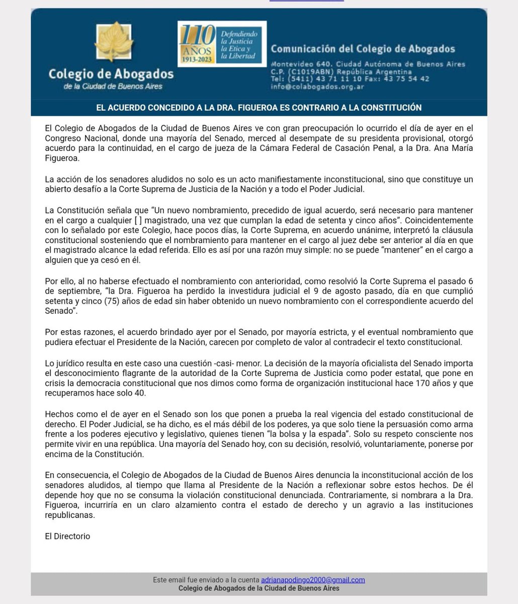 JimedelaTorreBA's tweet photo. “El acuerdo concedido a la Dra. Figueroa es contrario a la Constitución.” https://t.co/uoIjY8qpXZ