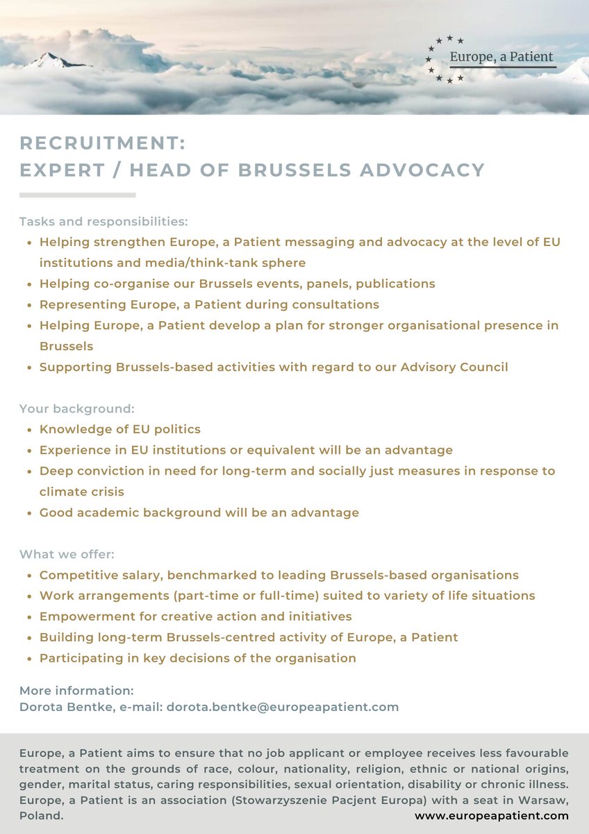 🔔 We are #recruiting! 🔔
👀 Looking for Expert / Head of #Brussels Advocacy 🇪🇺
@ph_lamberts @yaneerbaryam @nmcinroy @AntoniB @Vickyvdtogt @GosiaGasperoPhD @ZygmuntowskiJ @CecPhil @rydlinski
#EUjobs #BrusselsJobs #jobopportunity