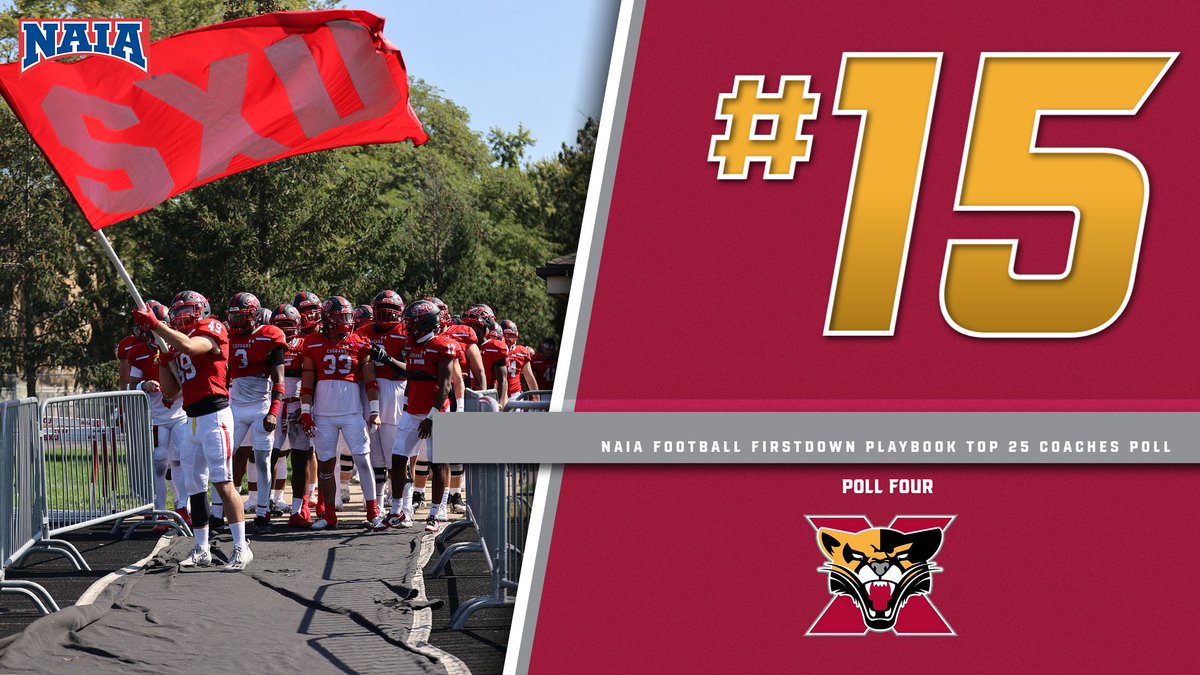 .<a href="/SXUFootball/">SXU Football</a> moves ⬆️ to No. 1️⃣5️⃣ in the latest NAIA Top 25 Coaches Poll! #GoCougs🐾🏈 #WeAreSXU

naia.org/sports/fball/2…
