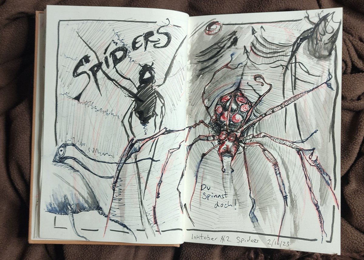 MayelSam's tweet image. Not much time invested in this today but I feel it's done for today #inktober #inktober2023 #inktober2023day2 #Spiders