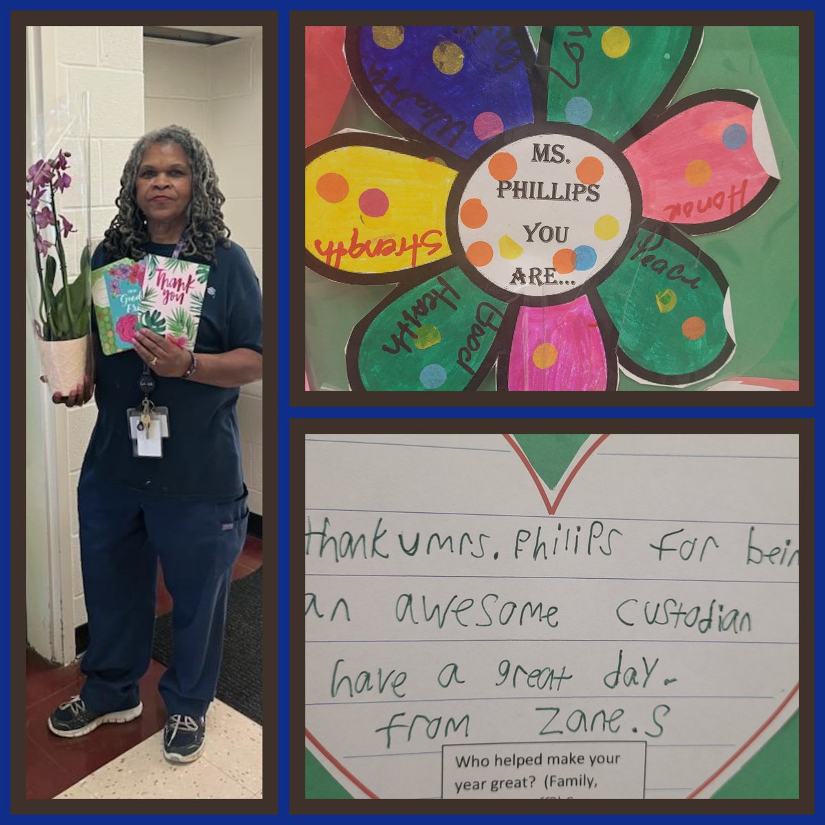 JBHC_HCS's tweet photo. Today, we would like to recognize our amazing custodial worker,  Ms. Phillips. We appreciate the hard work you do day after day. Thank you for bringing a ray of sunshine to @JBHC_HCS.  #CustodialWorkersRecognitionDay #JBHFamily @RJSpencer1118 @HenryCountyBOE @SSCServices https://t.co/E85RC1TYvJ