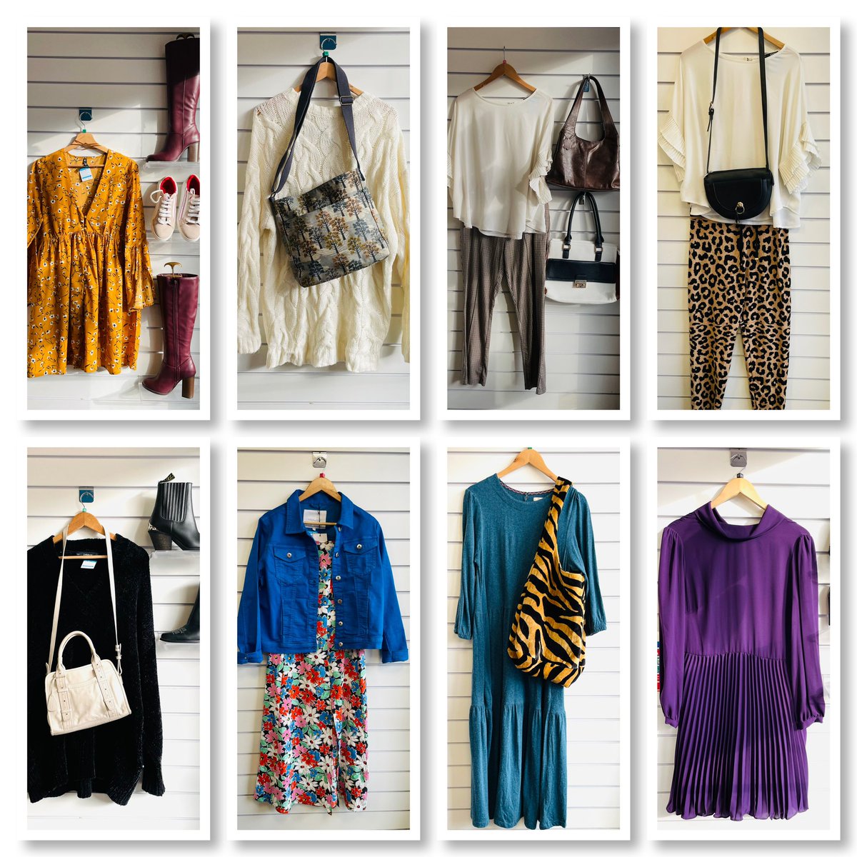 Autumn 🍂 we love you! Just because it’s getting chilly &amp; grey doesn’t mean that we have to dress dull! look 👇at some of our fabulous #preloved #sustainablefashion. Whether you prefer soft creams or bright colours, we have it all in our ever so popular #charityshop in #Surrey