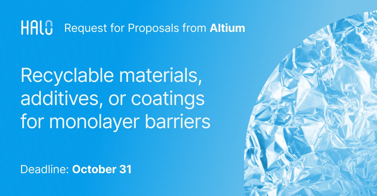 Altium is seeking a monolayer barrier solution that is compatible with their manufacturing assets (specifically the reciprocating screw blow molding machines used for EBM). 
hubs.la/Q0242n2n0

#ChemicalEngineering #Manufacturing #IndustrialEngineering #Packaging #Material
