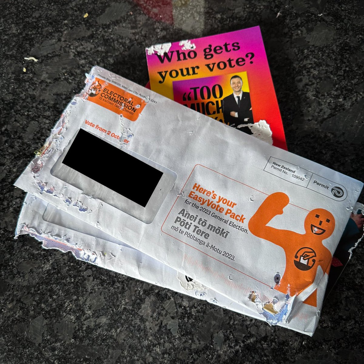 reminder to go rescue your easyvote card from the letterbox before the snails get to it… 😬😁 [nb you can still vote without the card deets 👉🏽 vote.nz/2023-general-e…]