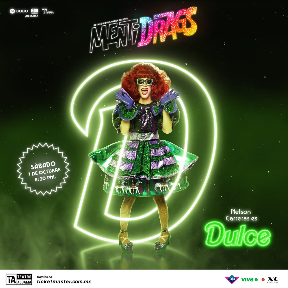 #NelsonCarreras es Dulce. 💚

¿Listo para conocer a la nueva maestra? Te espera en su espectacu-drag estreno. 😍 

🗓️Este sábado 7 de octubre a las 8:30 PM.
📍Teatro Aldama
🎫 Boletos en taquillas y bit.ly/NelsonEsDulce