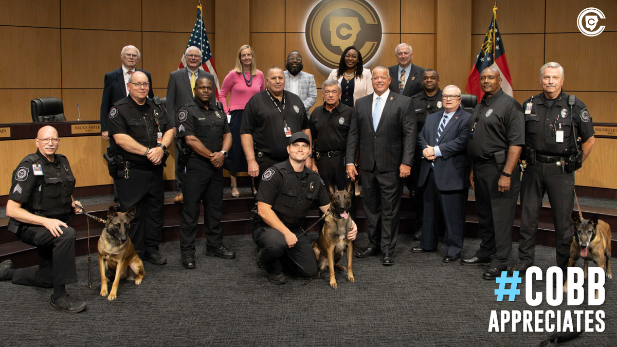 CobbSchools's tweet photo. Celebrating Public Safety Week with a big THANK YOU to our 80 police officers. Safety is our priority at @CobbSchools, and you make it possible! 

Leave a comment &amp; let our heroes know how much you appreciate them!

#ThisIsCobb #CobbAppreciates #PublicSafetyAppreciation https://t.co/OzCDgF8EU7