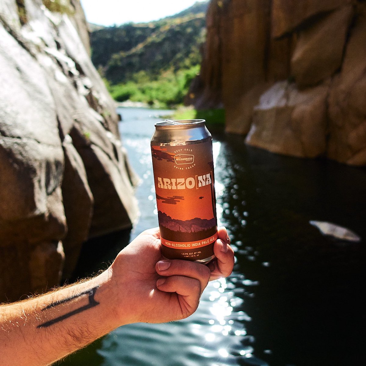 AZWildernessCo's tweet photo. Sober October? Great time to visit Arizo[na].

Our NA IPA is made with a special type of yeast that ferments sugar but doesn’t produce alcohol, resulting in non-alcoholic beer that actually tastes like ... beer. It’s on draft at both locations now, and fresh cans drop Wednesday. https://t.co/8y5sqMIo0L