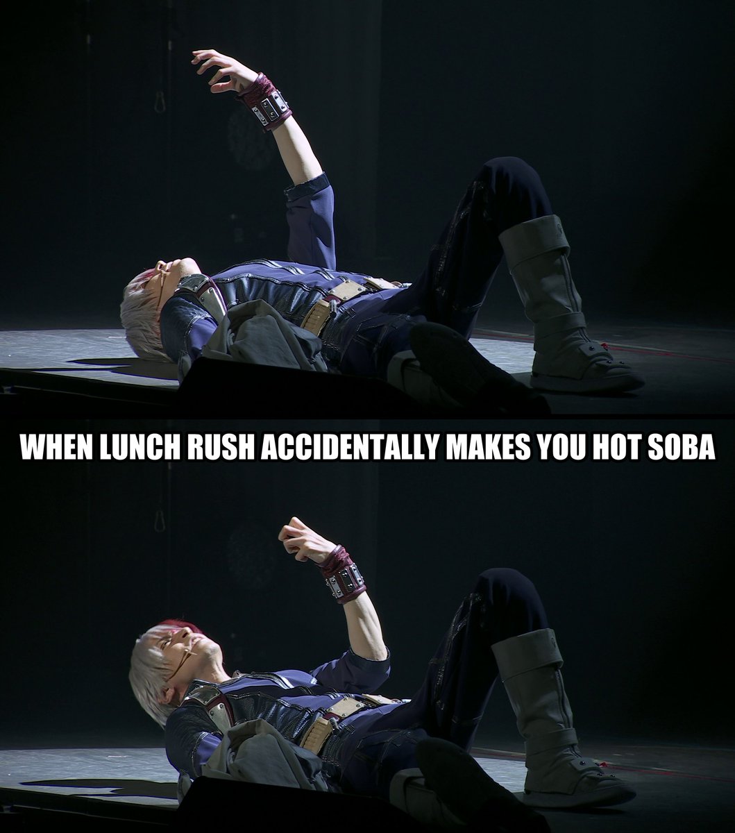 Juarhala's tweet photo. Was just casually watching the 4th #BNHA Ultra Stage musical (if you haven't seen any of them yet, rectify this immediately) and happened to come across my new favorite meme format. #Todoroki https://t.co/AiYdeiQ4yY