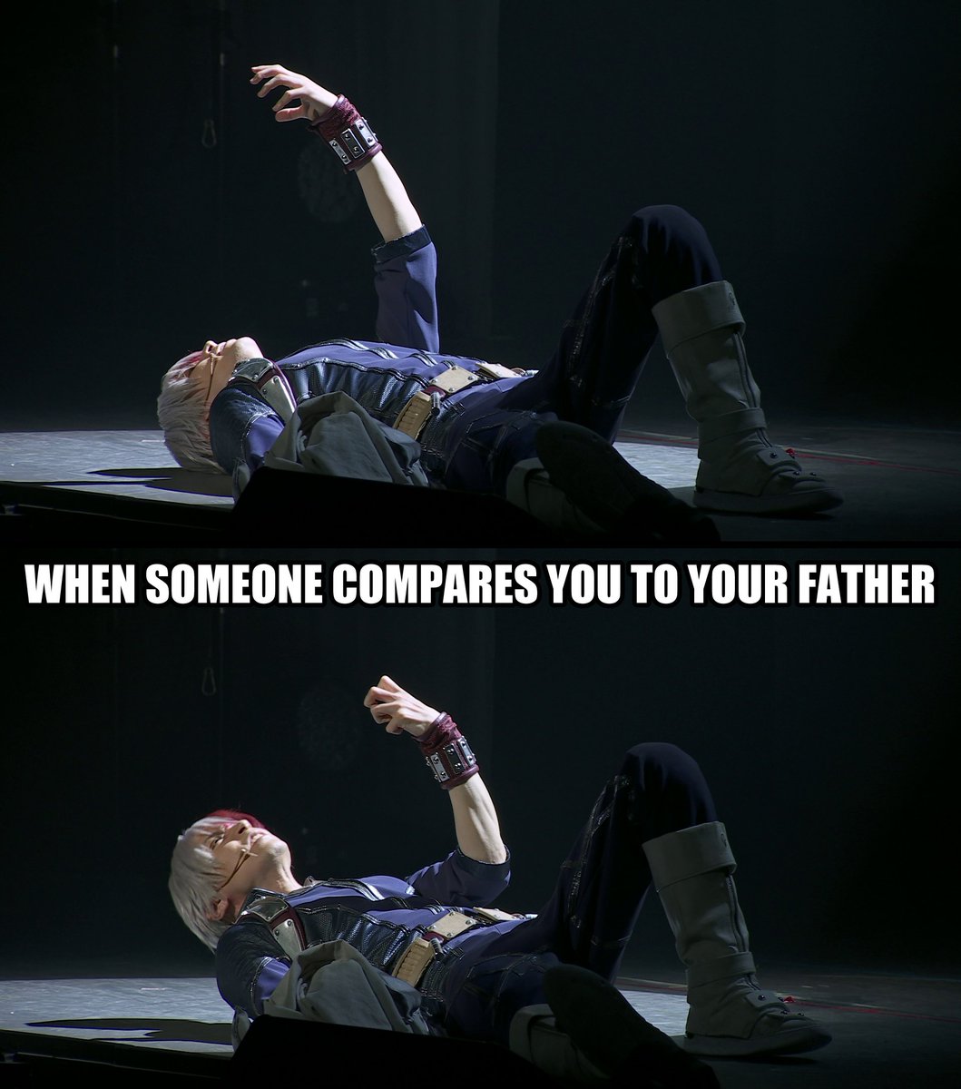 Juarhala's tweet photo. Was just casually watching the 4th #BNHA Ultra Stage musical (if you haven't seen any of them yet, rectify this immediately) and happened to come across my new favorite meme format. #Todoroki https://t.co/AiYdeiQ4yY