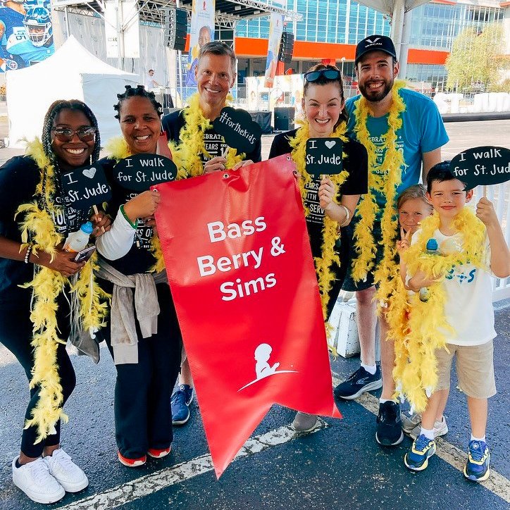 BassBerrySims's tweet photo. We had an incredible time crossing the finish line at the @StJude #RaisetheBar Walk/Run, raising $7,000+ for children battling cancer and their families. We're grateful to support #StJude Children’s Research Hospital, leading Nashville law firms in fundraising. #StJudeWalkRun https://t.co/KxCk3CBtCX