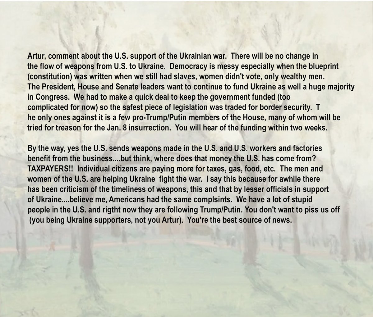 dog3587's tweet photo. @ArturRehi Sorry, couldn't figure out how to comment on your youtube post.  Read this and throw it away.  No problem with Ukraine funding at all....it's just how we do things. https://t.co/DWgH3pk3BI