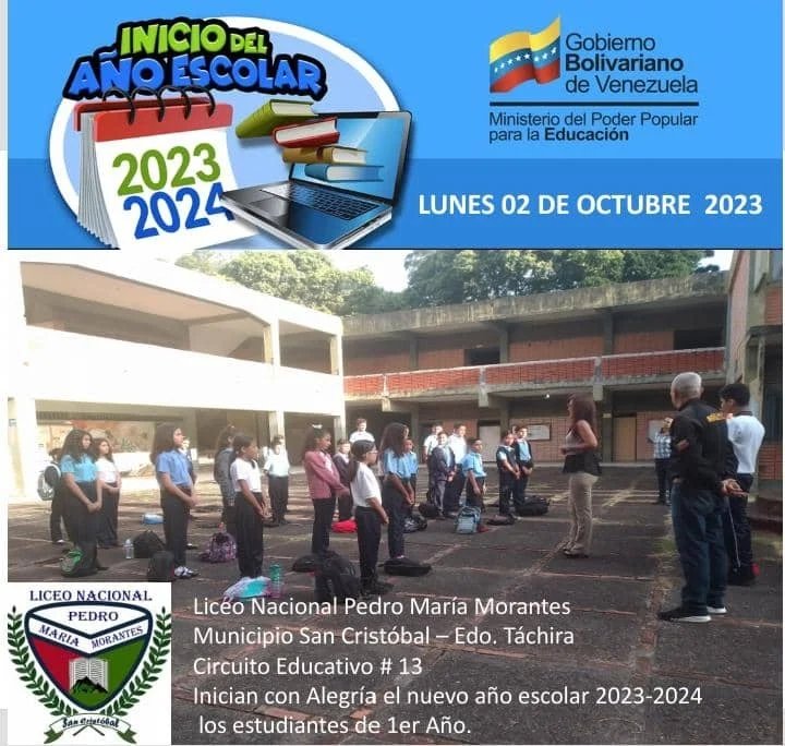 #02Oct-Bienvenida al inicio de año escolar 2023-2024 de los estudiantes de 1er Año, que con mucha alegría comienzan la etapa de media general.
<a href="/Berzabethg1/">Berzabethgandicaoficial</a> 
<a href="/CDCETachira/">CDCE Táchira</a> 
<a href="/divmediagralzet/">División de Adolescentes, Jóvenes y Adultos ZET</a> 
<a href="/clbtachira/">Educ. Media General Táchira</a> 
@MPPEDUCACION 
<a href="/_LaAvanzadora/">Yelitze Santaella</a>  
<a href="/Crazet2011/">Crazet2011</a>