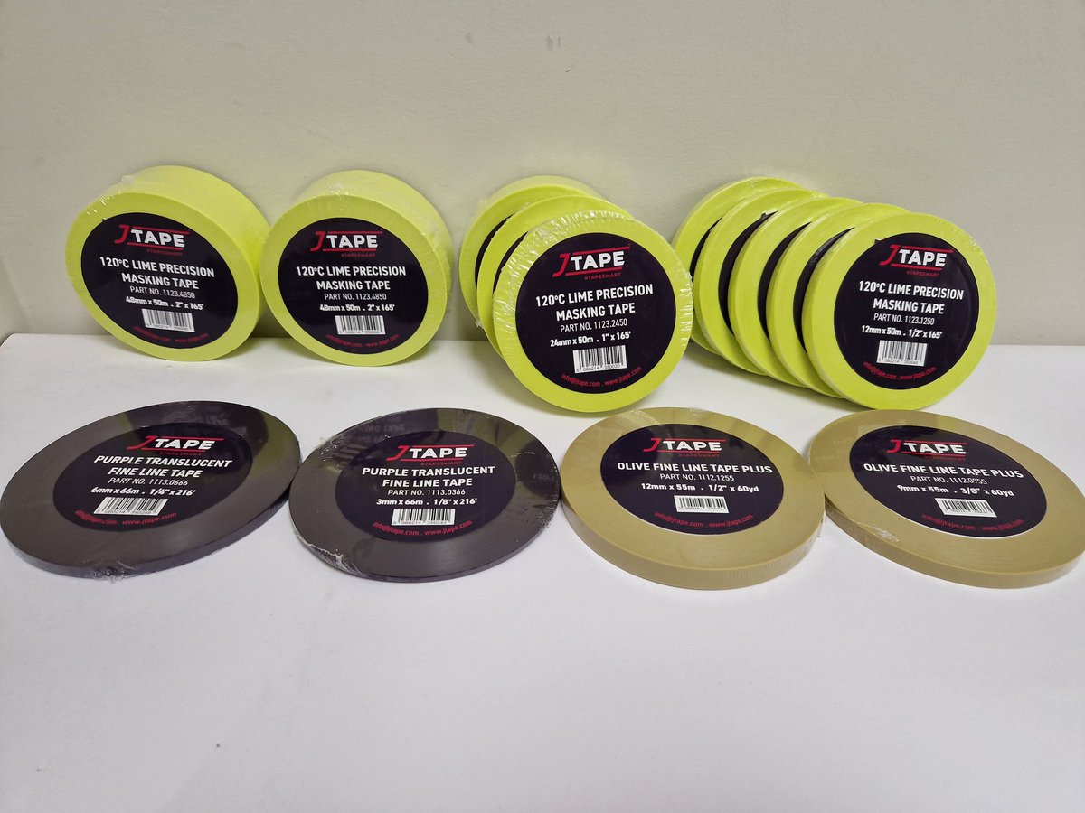 CarColoursLtd's tweet photo. J-Tape Fine Line Tape Bundle only £33.50 +vat
PURPLE TRANSLUCENT FINE LINE MASKING TAPE
OLIVE PLUS FINE LINE MASKING TAPE
120ºC LIME PRECISION MASKING TAPE
#jtape #carcolours #stockport #manchester #cheshire #finelinetape #refinish #masking #airbrush #art #spraying #paint #custom https://t.co/R1RgHhOntf