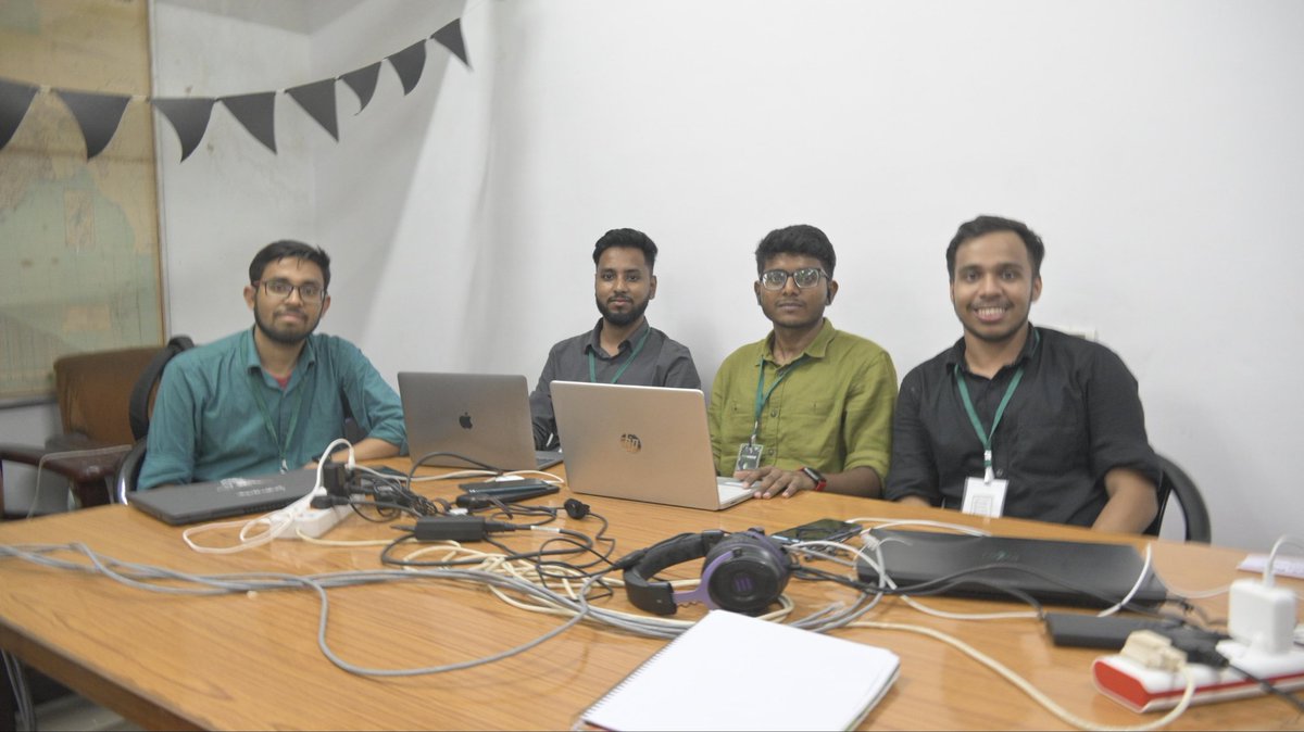 Rushiljha's tweet photo. Finally the 36 hr hackathon ended with some smiles....these sleepless nights taught us a lot of things. #opinHacks @opinhacks https://t.co/pKwS4KbI49