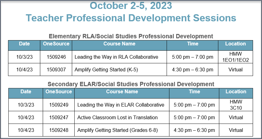done (@tfox_015) on Twitter photo Calling all HISD ELAR and Social Studies Teachers! We are excited to provide sessions for the week of October 2nd-5th. Register today! <a href="/AdigunLaSondra/">LaSondra Stewart Adigun, M.Ed.</a> <a href="/nperez10/">Nalsy Perez</a> @KeniHolley Calling all HISD ELAR and Social Studies Teachers! We are excited to provide sessions for the week of October 2nd-5th. Register today! <a href="/AdigunLaSondra/">LaSondra Stewart Adigun, M.Ed.</a> <a href="/nperez10/">Nalsy Perez</a> @KeniHolley