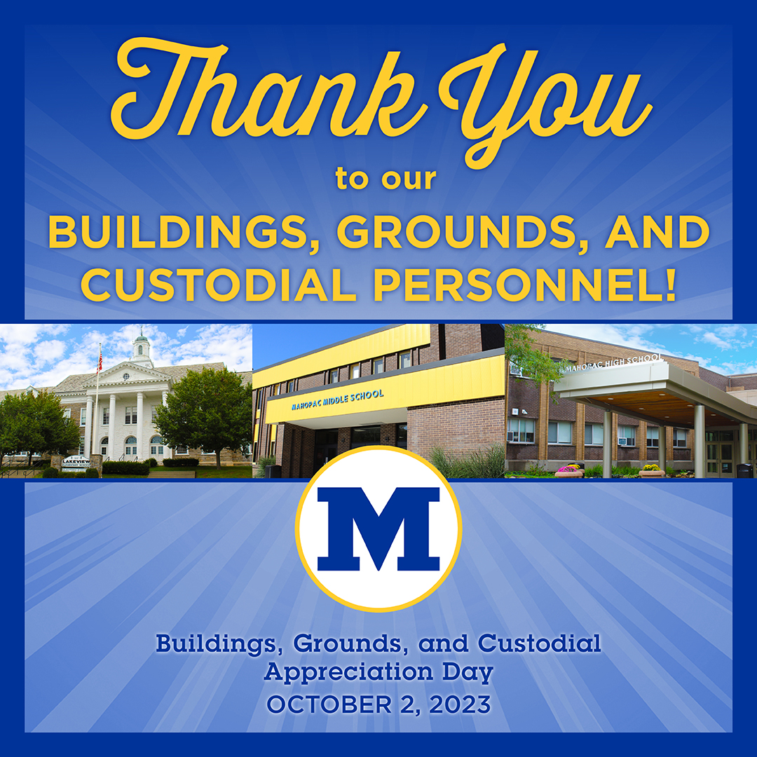 The Mahopac CSD would like to extend its thanks to the Buildings, Grounds, and Custodial staff members, who work hard every day to keep our facilities clean, safe, and beautiful. This year's opening was a true testament to their work this summer.
