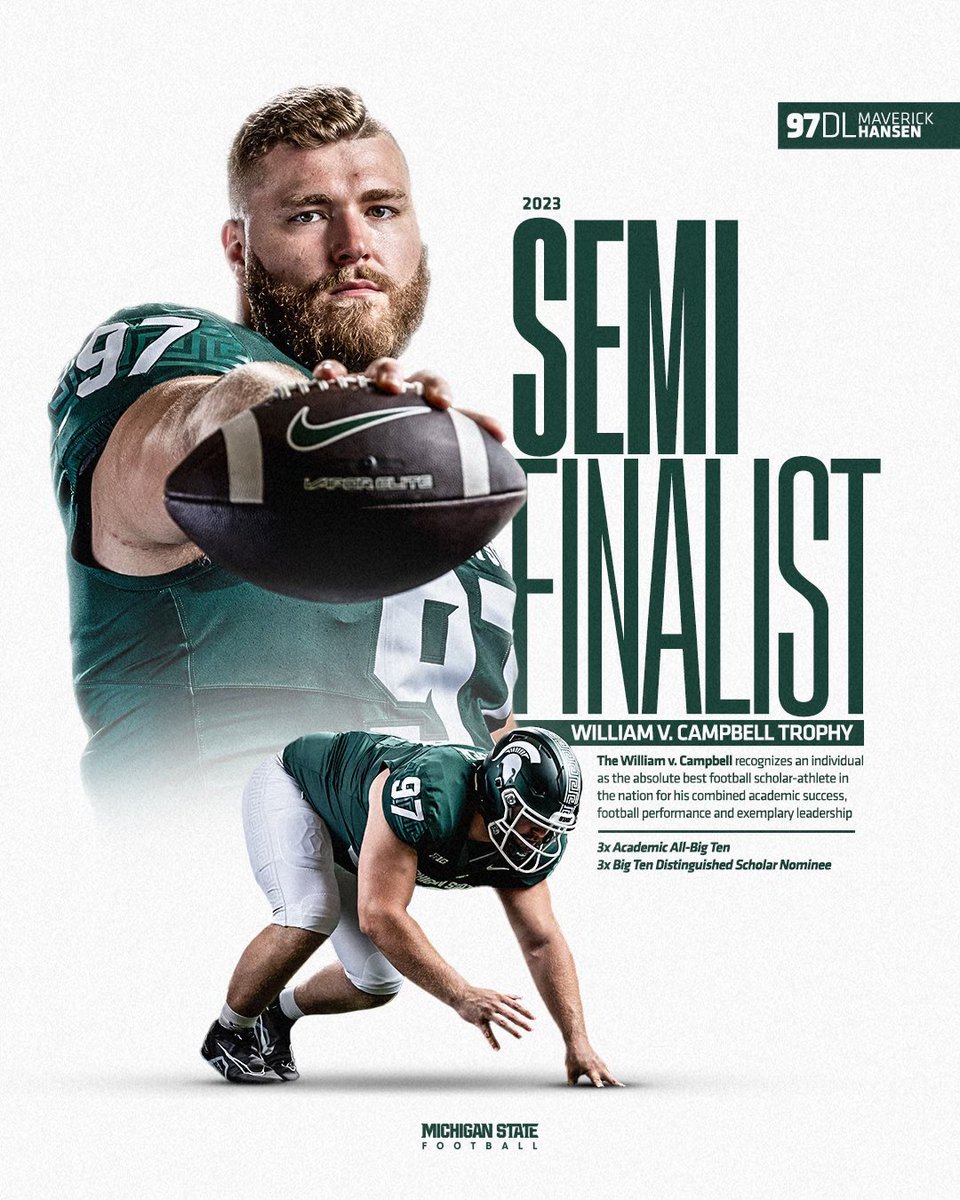 Leader. Scholar. Athlete. Congratulations to @maveitron on being named a semifinalist for the William V. Campbell Trophy, the premier scholar-athlete award in college football! #GoGreen x @NFFNetwork