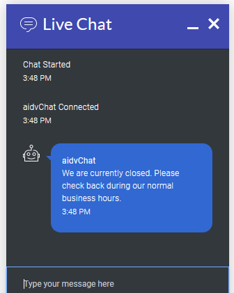 Apparently 3:48pm is a reasonable time to be closed.  Good shit, Aidvantage, good shit.
