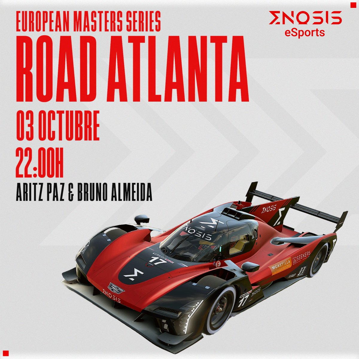 Enosis eSports (@e_enosis) on Twitter photo Listos para una nueva carrera esta noche, estrenamos el Cadillac GTP en Road Atlanta para otra cita <a href="/EMS_iRacing/">European Master Series</a> ! Mucha suerte a B.Almeida <a href="/Bruno_F_Almeida/">Bruno Almeida</a> y A.Paz <a href="/AritzPaz/">Aritz Paz</a>
📺twitch.tv/ems_iracing #iracing #simracing Listos para una nueva carrera esta noche, estrenamos el Cadillac GTP en Road Atlanta para otra cita <a href="/EMS_iRacing/">European Master Series</a> ! Mucha suerte a B.Almeida <a href="/Bruno_F_Almeida/">Bruno Almeida</a> y A.Paz <a href="/AritzPaz/">Aritz Paz</a>
📺twitch.tv/ems_iracing #iracing #simracing