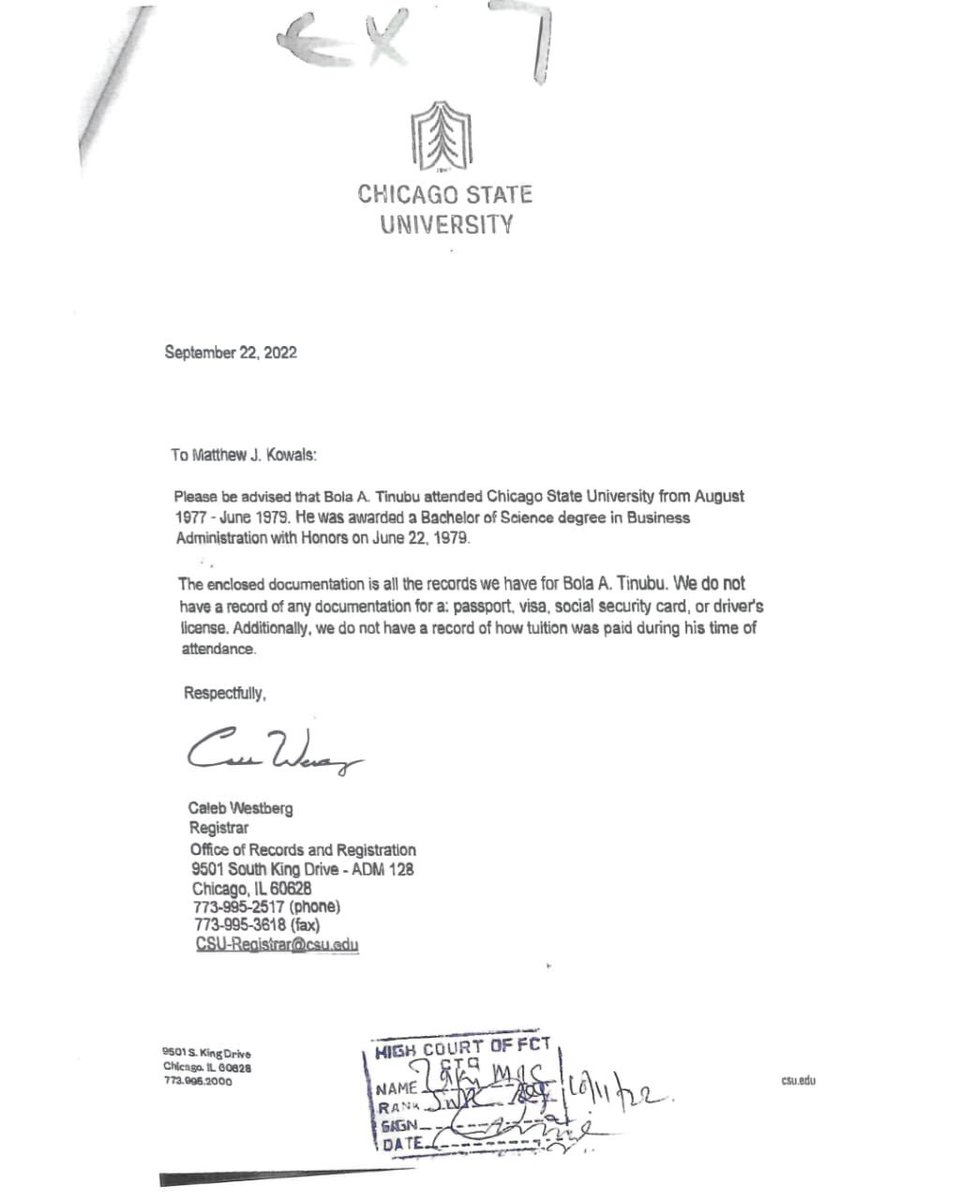 Imranmuhdz's tweet photo. CSU releases President Tinubu's academic records to Atiku. https://t.co/dNu0i0TVLx