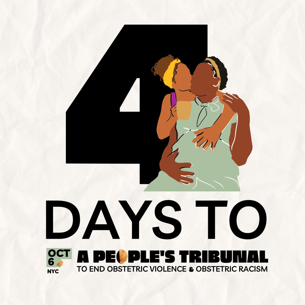 We’re ✨4 days✨ away from A People’s Tribunal in NYC!

There’s still time to join us + to take action for ALL birthing people and families!

#PeoplesTribunal23
#BirthJustice