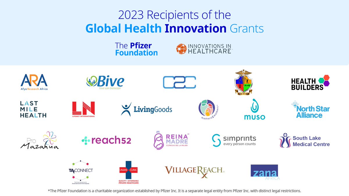 We’re proud to be part of The <a href="/Pfizer/">Pfizer Inc.</a> Foundation’s Global Health Innovation Grants program,
which is supporting innovative and community-centered solutions to improve #InfectiousDisease
care. Learn more about the program: bit.ly/3rq1pa4