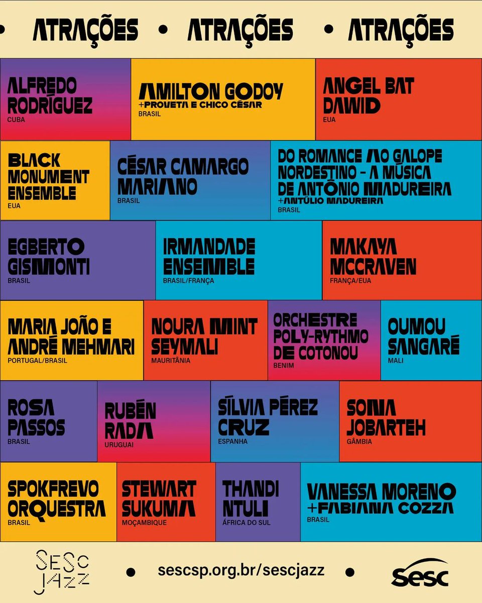 sesc14bis's tweet photo. O Sesc Jazz está chegando! 🥹✨🎶

A programação conta com 35 shows de 22 atrações nacionais e internacionais no @SescPompeia e no @Sesc14Bis.

Em https://t.co/QVjn2vjlGu você confere todas as datas e shows. As vendas começam no dia 11, às 17h pelo aplicativo Credencial Sesc SP. https://t.co/d83pbOVQ2c