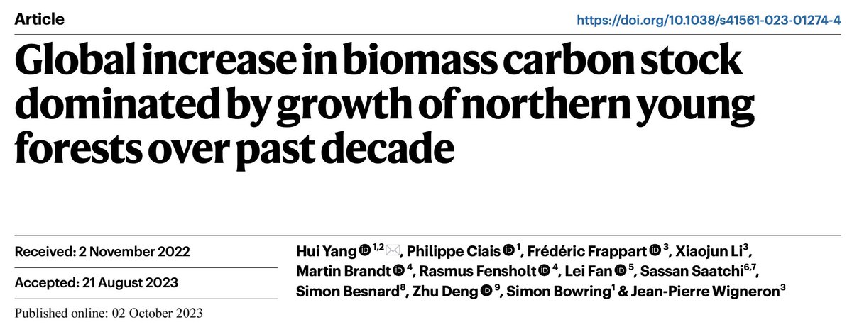 ciais_philippe's tweet photo. New @SMOS_satellite data reveal that the largest carbon sinks are in northern forests … and models don’t get it right

📍New publication by @HuiYang84779704 

https://t.co/Hwv8Vge0Kt

@CEA_Officiel @gcarbonproject @esaclimate @CTrees_org @INRAE_France 

1/ … 🧵 https://t.co/36rAz7REMG