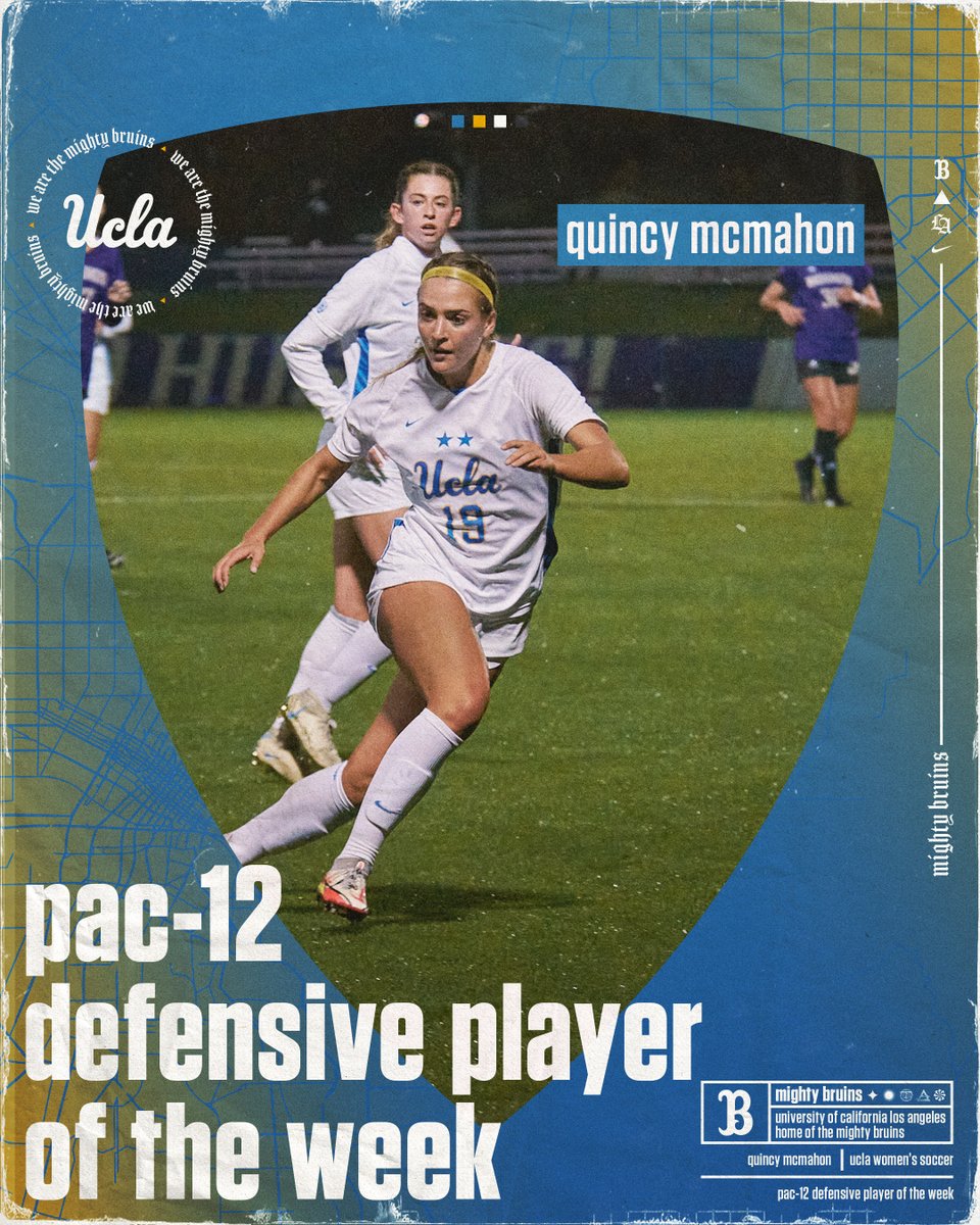 UCLAWSoccer's tweet photo. 𝐌𝐚𝐤𝐢𝐧𝐠 𝐡𝐢𝐬𝐭𝐨𝐫𝐲!
Quincy McMahon becomes the first player in @pac12 history to win three consecutive Pac-12 Defensive Player of the Week honors!

ℹ️: https://t.co/AyoH0fs3AV 
#GoBruins https://t.co/oka3Jb5Rrs