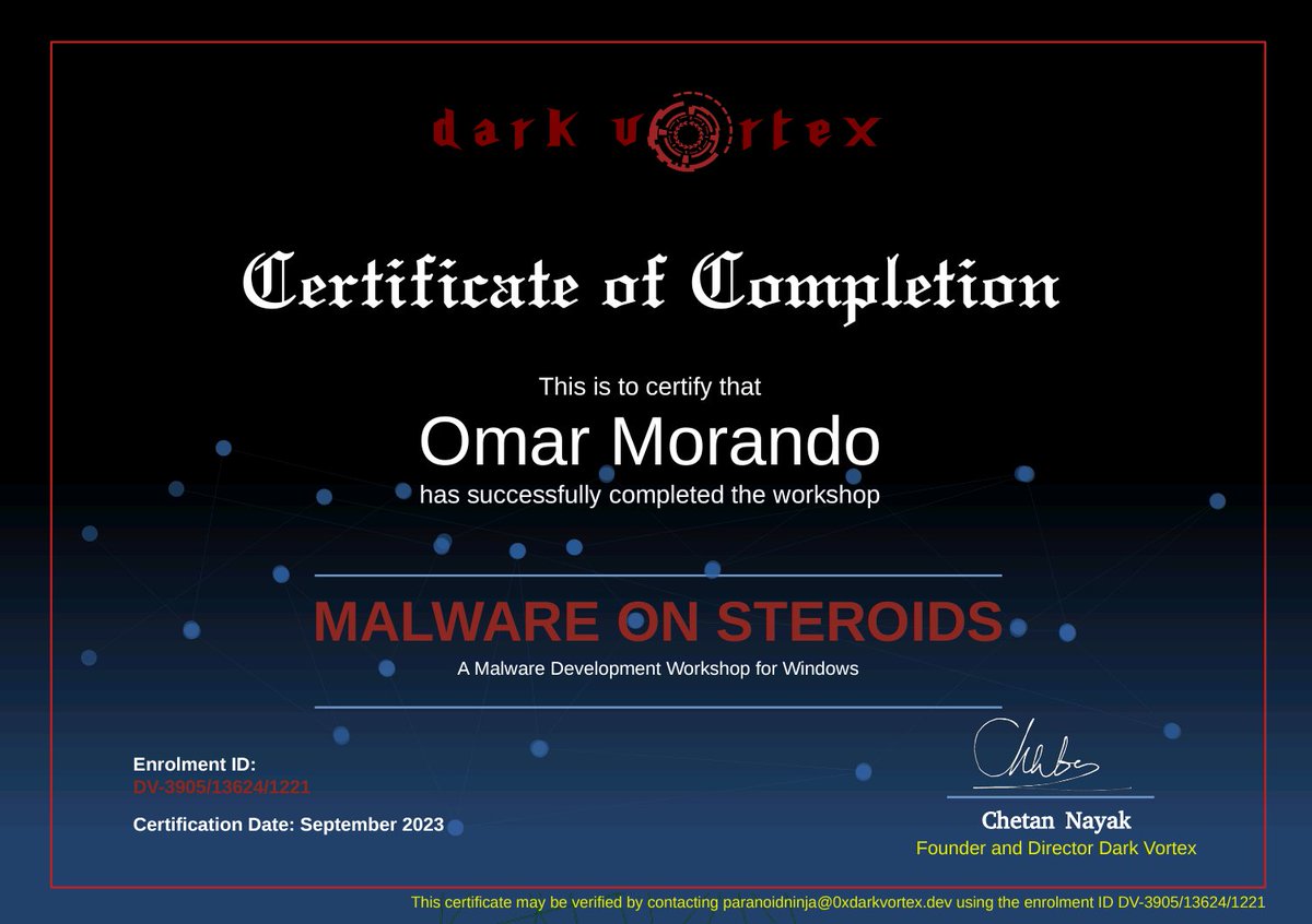 OmarMorando's tweet photo. Two very interesting courses of a high technical level were added! Thanks to @NinjaParanoid for the in-depth level of technical skills he conveyed and for the clarity with which he addressed the topics. They are a mine of useful infos for red teamer or offensive tools developer. https://t.co/4aI88LE9ry