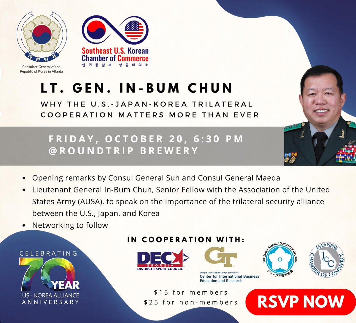 🌎 Dive into the Trilateral Security Alliance with Lt. General In-Bum Chun on 10/20. Explore US-Japan-Korea security dynamics in a global context. Reserve your seat now! 🔗events.seuskcc.org/rsvp-1020 ⬅️ ⬅️ ⬅️ 
#SecurityAlliance #TrilateralTalks