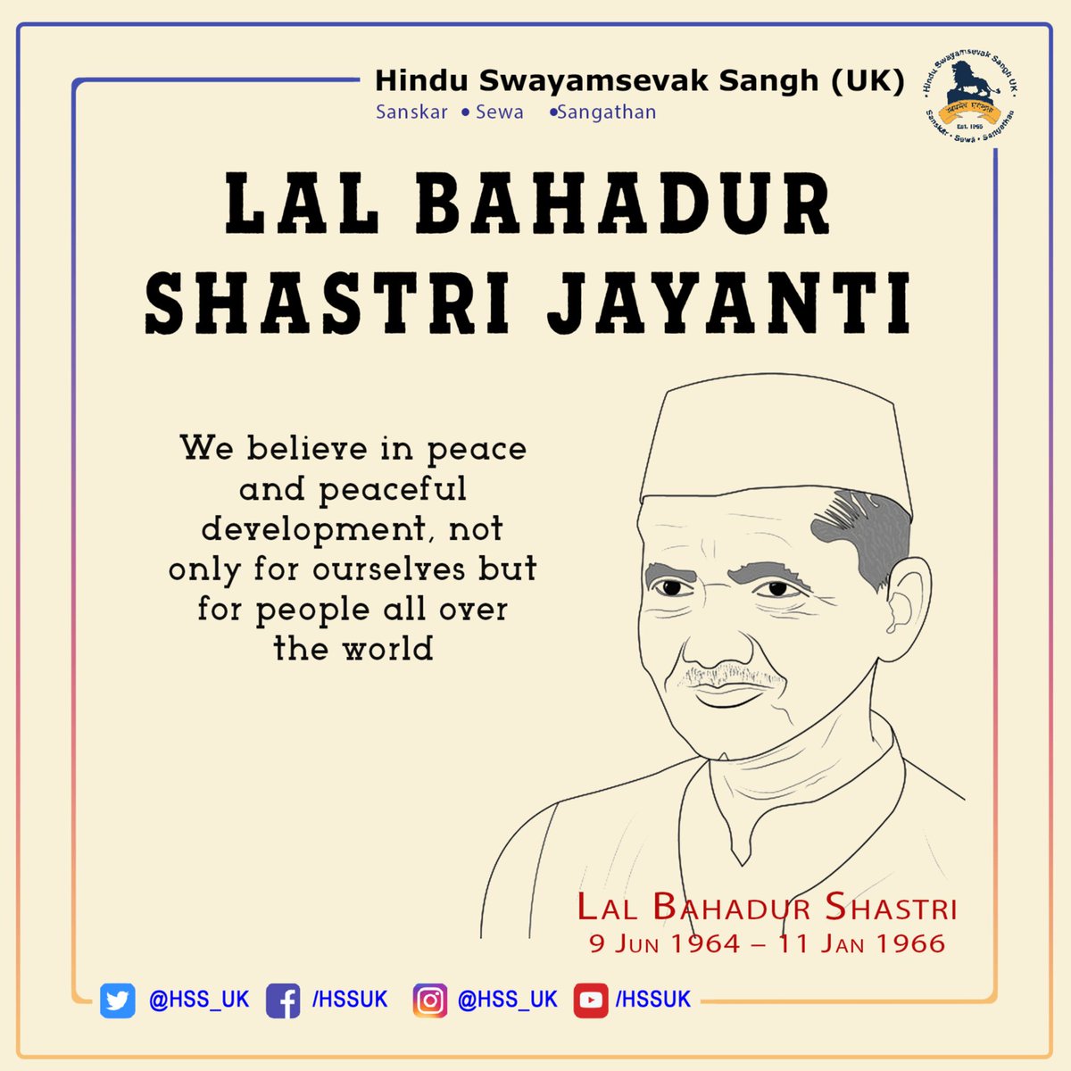 Remembering Lal Bahadur Shastri ji on his birth anniversary!
A visionary leader &amp; the second PM of India, Shastri ji left an indelible mark on our nation's history. His resilience, humility, and commitment to the welfare of the common man serve as an inspiration to all