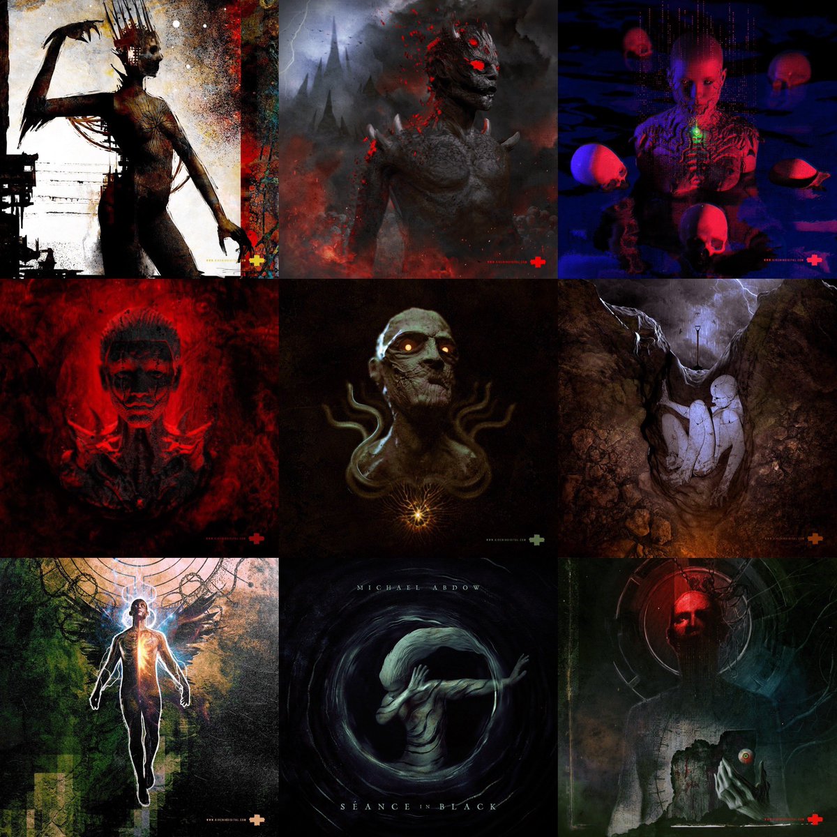 I’m currently available for commissions. Here is only a small peek at my previous work, some of these are available so if interested send me a DM or feel free to visit my website (link below bio). #art #digitalart #albumartwork #music #bookcovers #darkart #kirenindigital