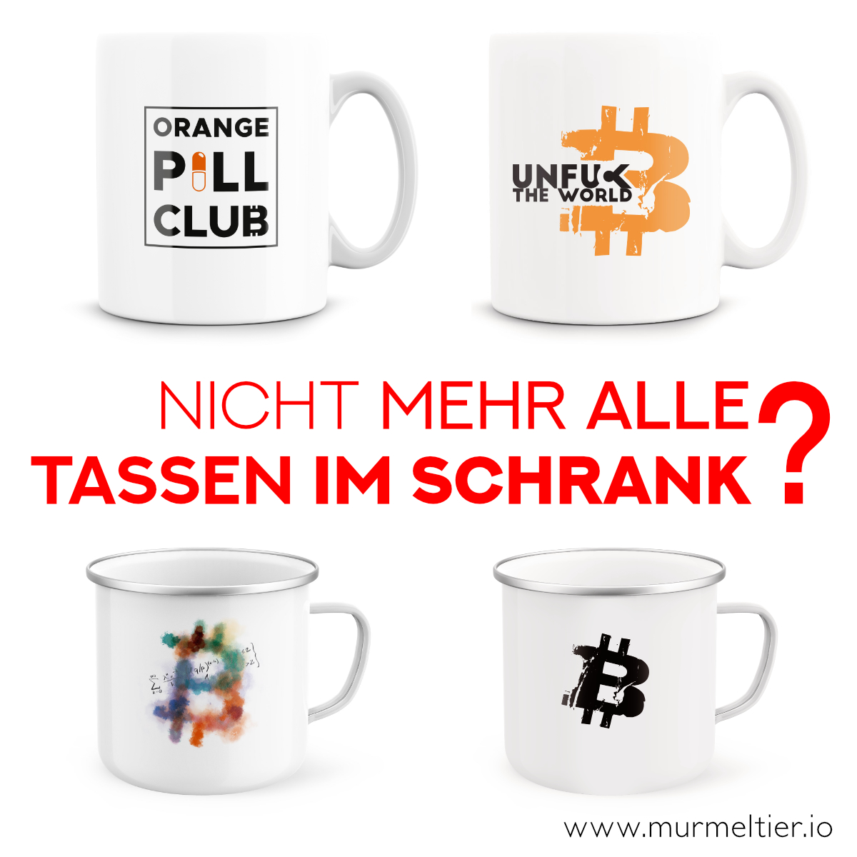 Nicht mehr alle Tassen im Schrank? 🤪
Dann bist du bei uns genau richtig! 😅

👉 Schau bei uns im Shop vorbei und hol dir deine neue Krypto-Tasse. Jede Menge Auswahl in hervorragender Qualität.
murmeltier.io/orange-pill-cl…

$BTC #bitcoin #cryptocurrency #TeaTime