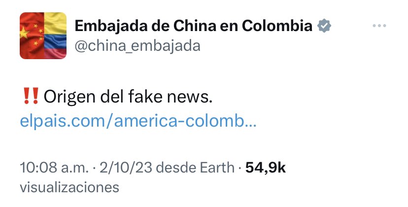 VARelectoral's tweet photo. #ATENCIÓN l Embajada de China desmintió que el presidente Xi Jinping no quiera hablar con Gustavo Petro del metro de Bogotá, diciendo que se trataba de una “fake news”. https://t.co/09haG837qo