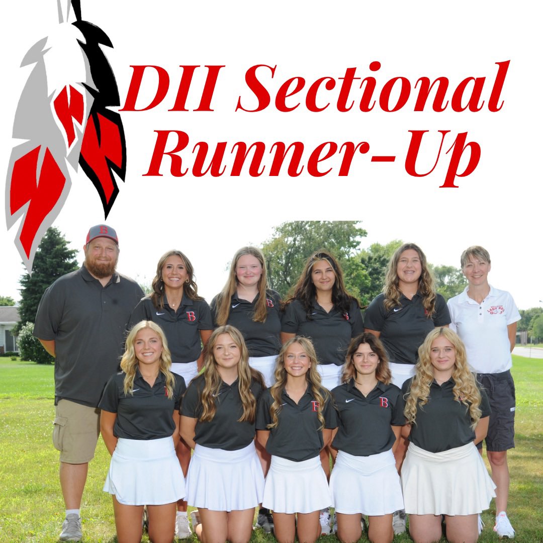 Lady Red golfers end their fantastic season at the District meet shooting a 403 for 8th place.  Thank you to our 2 Seniors Alyssa and Ella for a great year and their leadership.  A lot to be proud of as the 2023 Girls Golf team end the season as Sectional Runner-Up.  #GoRed 🅱️
