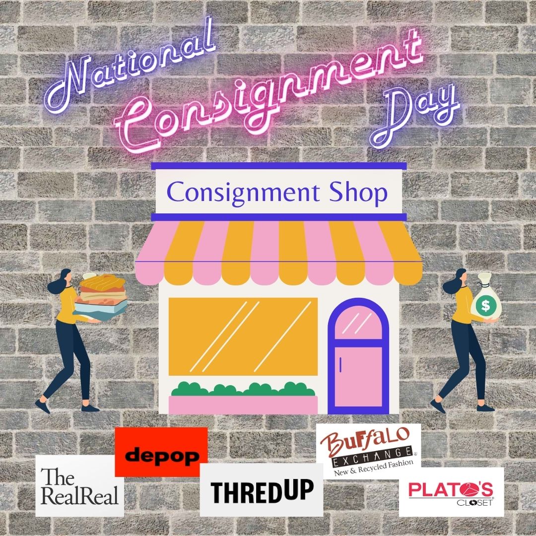 getgreenapp's tweet photo. Tired of your old duds and want a new look for fall? Then celebrate with #NationalConsignmentDay! Established in 2017 by consignment retailer @therealreal, this day promotes clothing reuse through consignment. #NeverThrowAway #Consignment #reducereuserecycle #fashionindustry https://t.co/Npyi9chPzT