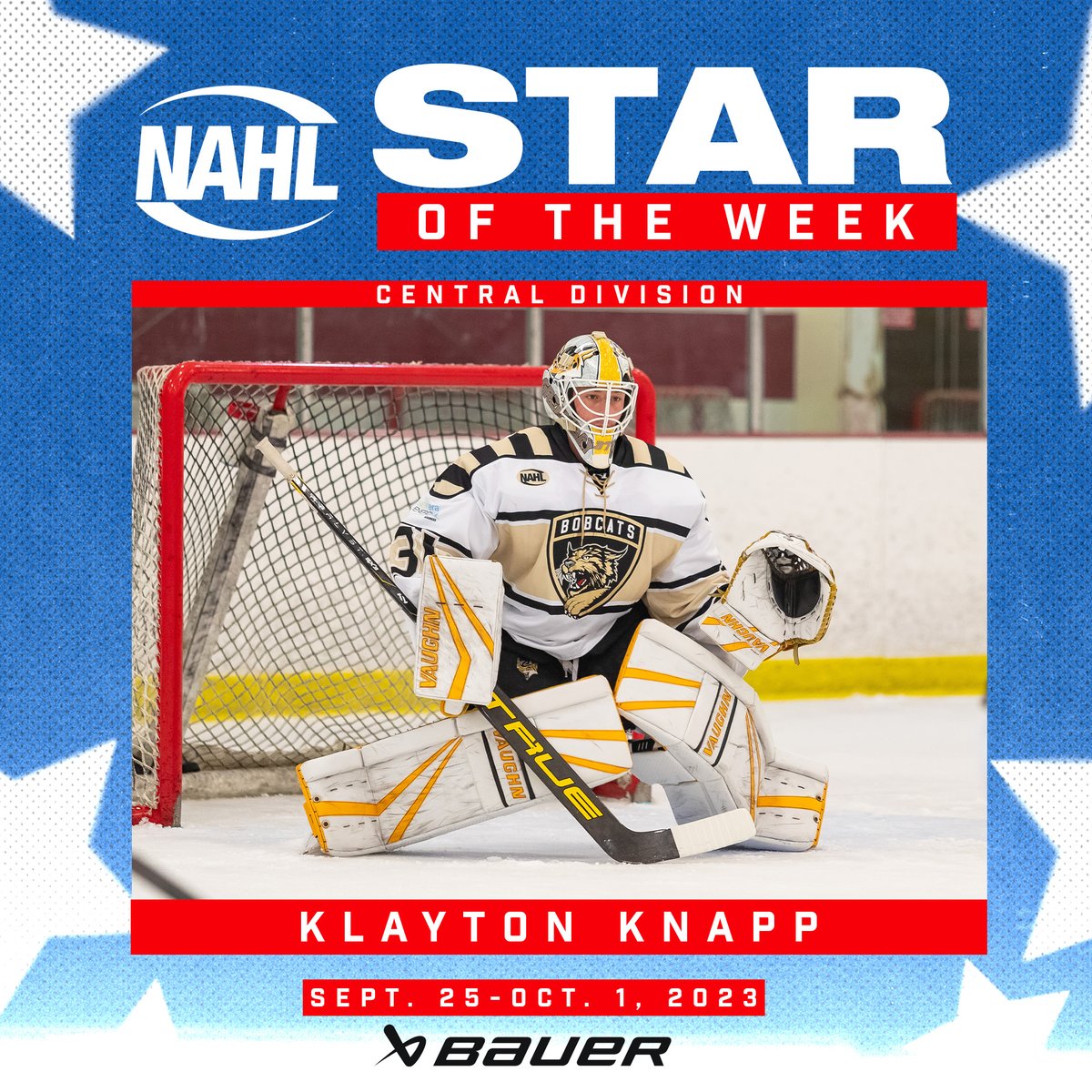 NAHL (@nahlhockey) on Twitter photo #NAHL <a href="/BauerHockey/">BAUER Hockey</a> Central Division Star of the Week for September 25-October 1: Klayton Knapp @KlaytonKnapp, G, <a href="/BismarckBobcats/">Bismarck Bobcats</a> nahl.com/news/story.cfm… #NAHL <a href="/BauerHockey/">BAUER Hockey</a> Central Division Star of the Week for September 25-October 1: Klayton Knapp @KlaytonKnapp, G, <a href="/BismarckBobcats/">Bismarck Bobcats</a> nahl.com/news/story.cfm…