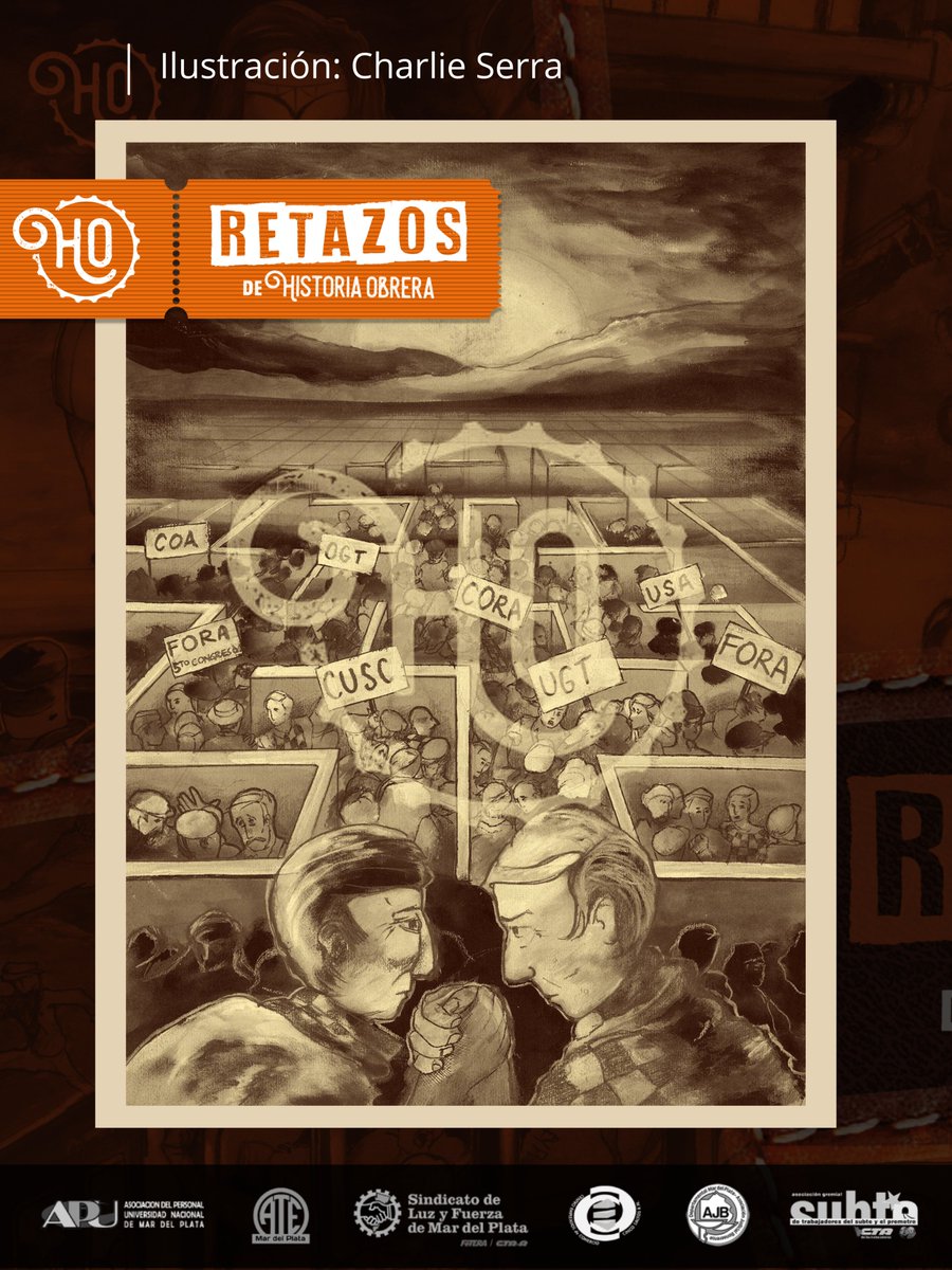 "El movimiento obrero en su laberinto", del artista visual Charlie Serra, es uno de los soportes que forman parte de #RetazosdeHistoriaObrera . Compuesta por distintos formatos: capítulos de libros, canciones, un film, columnas radiales, fotos, una página web y  dibujos.