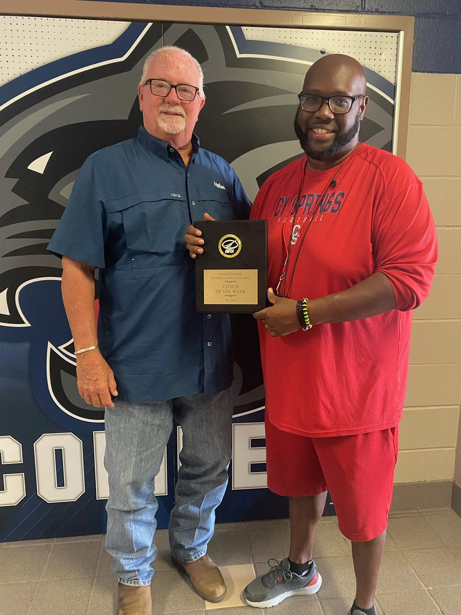 CSHSPanthersFB's tweet photo. Congratulations to our very own Head Coach @CoachOFagan for winning @ghfcahouston Coach Of The Week ! https://t.co/sTLDk2ybcx