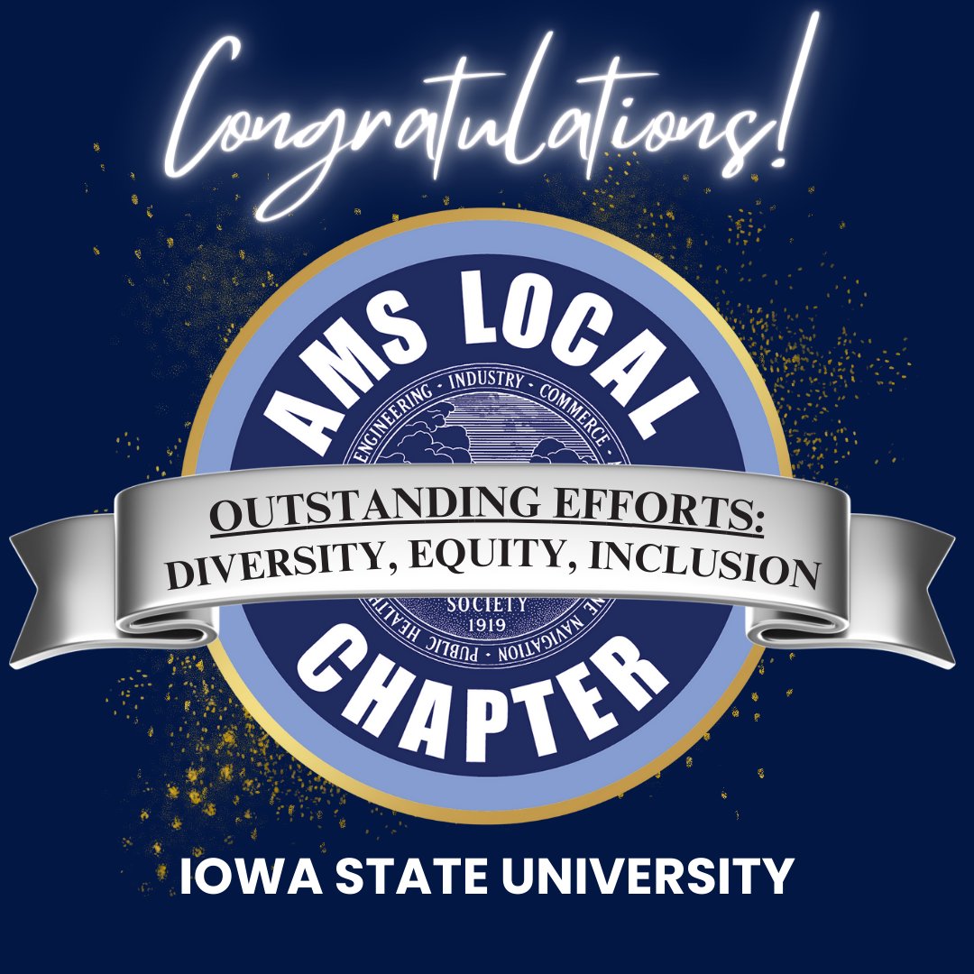 AMSLCAC's tweet photo. A huge congratulations to the inaugural winner of the Outstanding Chapter Efforts in Diversity, Equity, and Inclusion Award, Iowa State University (@isuams)! 🏆
This is the first year we have introduced this award, which will become an annual award alongside the COTY awards. https://t.co/sZlhYYY6sP