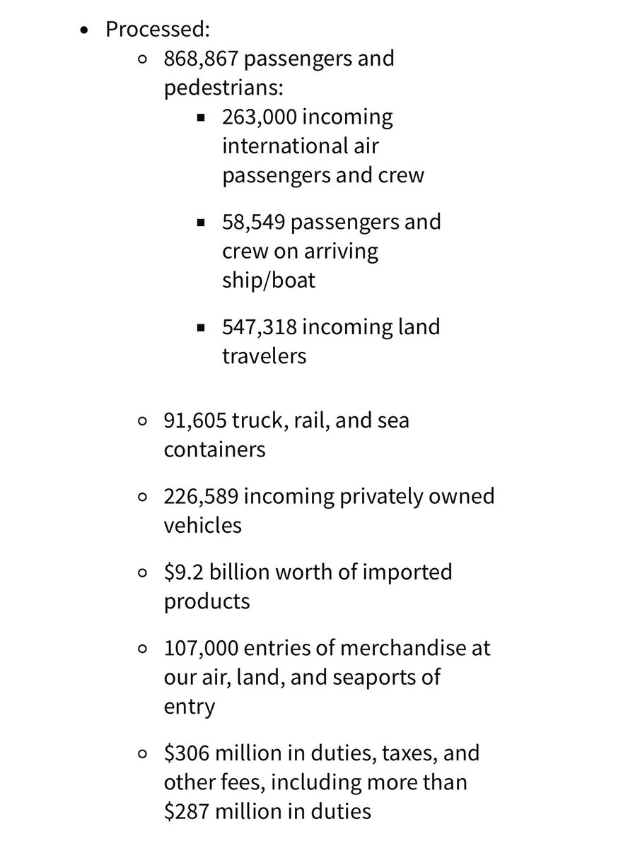 pblodlr's tweet photo. 📌 Heres why the “crisis” at the border never made sense to me—Here’s the size of CBP (328 ports in 22 countries) and what they did in each SINGLE day of 2022 (over a million travelers, plus merch, containers, etc over land, sea, train, air). Yet bussing a few people who show up at the river is a logistic impossibility? And what does the concept or image of “too many” arriving mean in this context? Are the agents getting sick of exhaustion? Are they being hospitalized from the sheer level of work? Are the buses breaking down from too many trips?