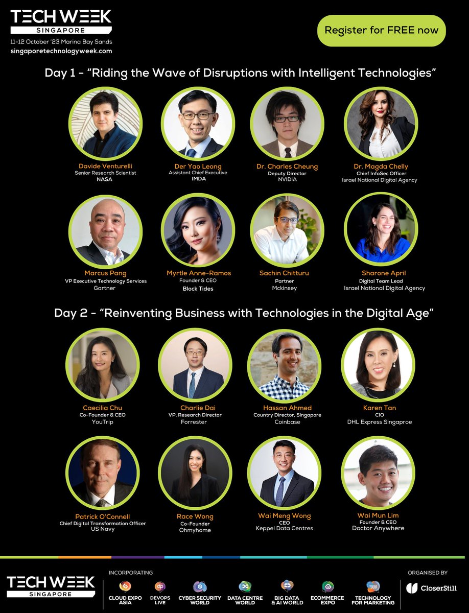 Join us at Tech Week Singapore Mainstage at MBS Singapore next week! 
 
Solidify your position as a leader in the rapidly advancing digital era. Secure your free ticket today at singaporetechnologyweek.com