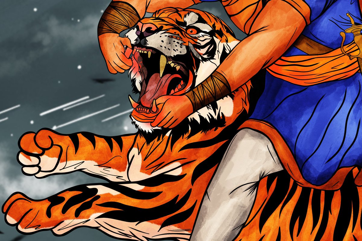 snghstyledesign's tweet photo. Hari Singh Nalwa (1791–1837) was commander-in-chief of the army of the Sikh Empire, in the early 19th century. The Sikhs revere him for his ferocious campaigns against the Afghans who, for centuries, had plundered the region and prompted forcible conversions to Islam. Under the Maharaja's rule, Hari Singh Nalwa, who was also known as the ''Tiger Killer,'' had fought numerous battles to crush foreign invasions in the area. He had also served as the governor of Kashmir (1820–1821), Greater Hazara (1822–1837), and Peshawar (1834–1837), ensuring administrative order in the regions. He was also the viceroy of the Western Frontier (1822–1831). Nalwa's final battle was in Jamrud, after which the Khyber Pass was permanently blocked for the invaders. 

At a young age, Hari Singh became known for his bravery when he reportedly killed a tiger during a hunting trip. This act earned him the nickname 'Nalwa' and 'Bagh Maar' (killer of a tiger). According to a popular story, the tiger attacked him suddenly, and he had no time to draw his sword. In a split-second decision, he held the tiger's jaw, pushed the animal back, and drew out his sword, killing the animal. This tale impressed Maharaja Ranjit Singh, who upon hearing it, exclaimed, "Wah Mere Raja Nal Wah!"

Music - @sidhu_moosewala - Vaar

#nalwa #harisinghnalwa #sikh #khalsa #instadaily #nalwakajalwa #turban #sikhism #sikhs #punjab #sikhi  #lionofpunjab #lahore #punjabiheritage #panjab #maharajaranjitsingh #sherepunjab