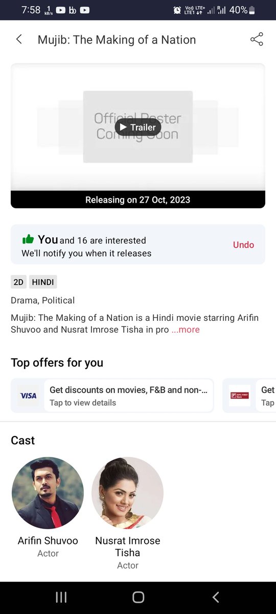 ItsMalitha's tweet photo. Eagerly  waiting for the movie. #Mujib @TishaImroz @iamArefinShuvo #Riaz https://t.co/p0y1Y1tpXX