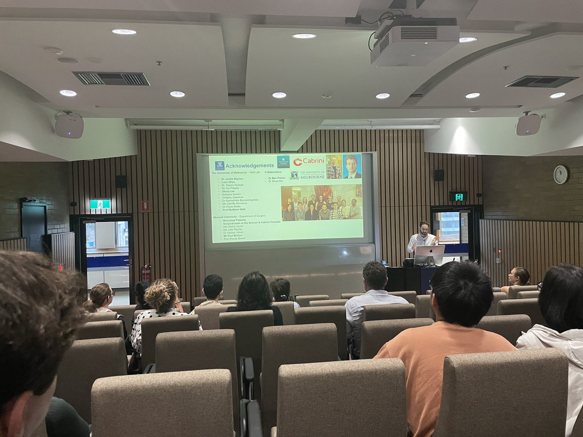 Fantastic talk by our EMCRA steering committee member @will_denardo! 🧑🏻‍🔬 He presented his latest work on a novel therapeutic target for the treatment of obesity and non-alcoholic fatty liver disease 🧫🔬 @UniMelbMDHS @MattWattUnimelb @AlfredHealth @Cabrinihealth @AustinHospital