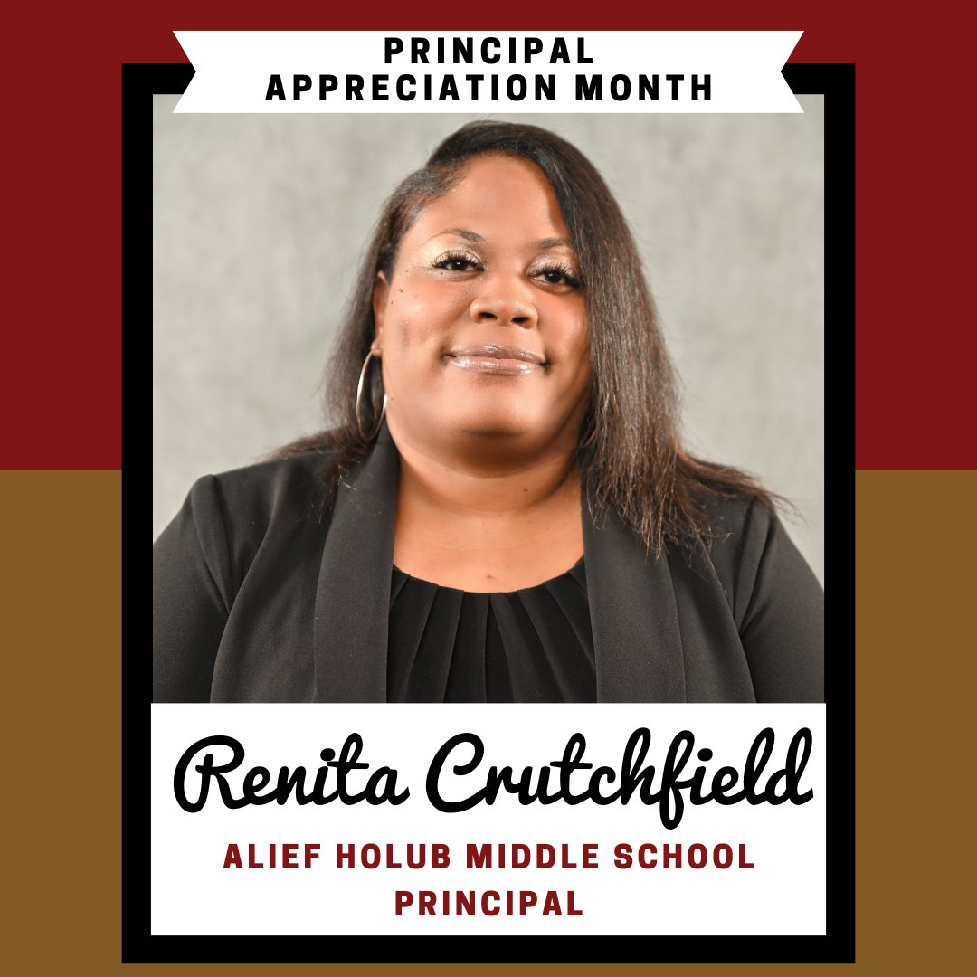 Happy Principal Appreciation Month to our principal, Ms. Crutchfield! We appreciate all that you do for the students, staff, and families of Holub Middle School! #ThankAPrincipal @RCHighlyFavored