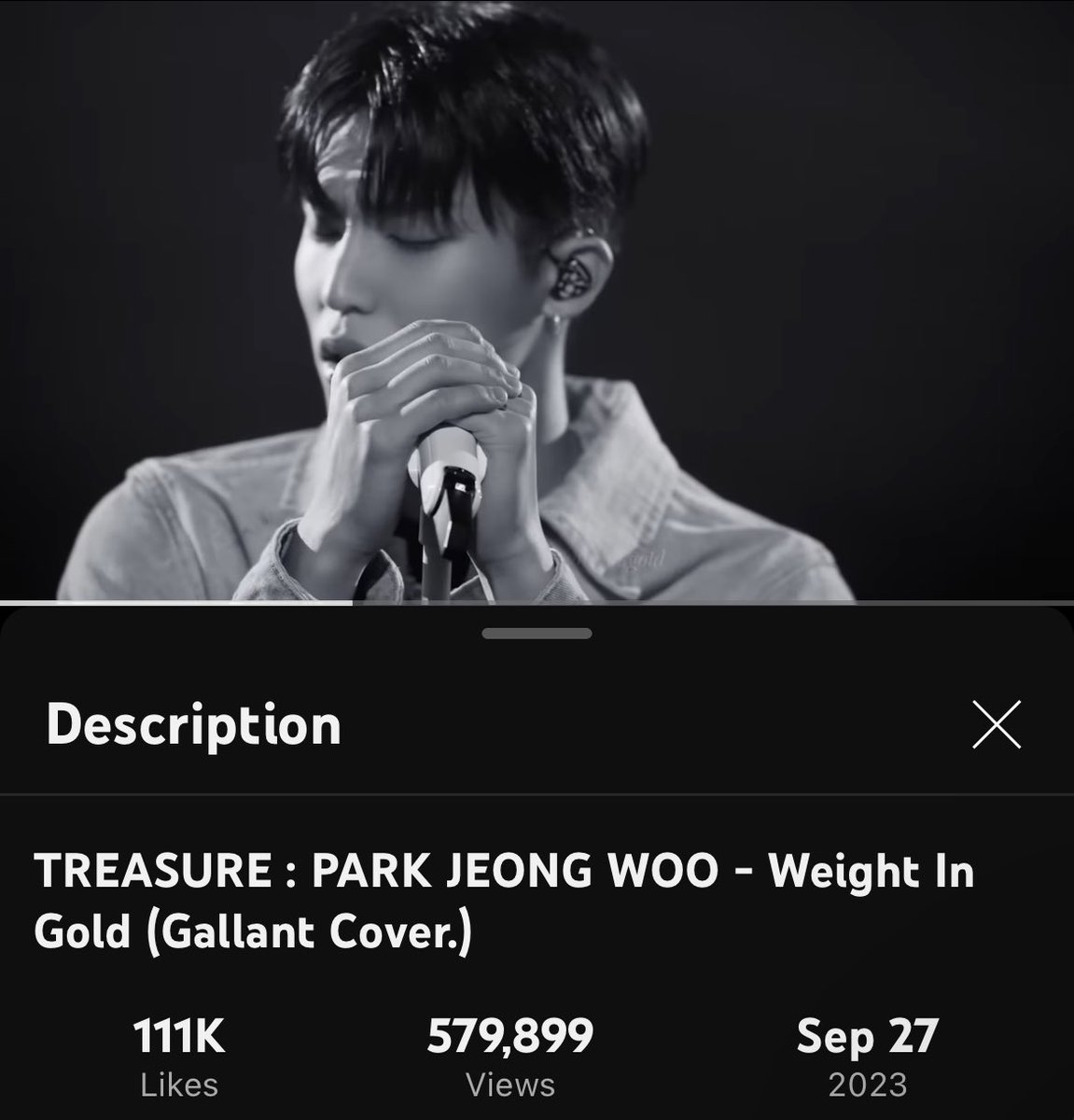 TREASUREunion's tweet photo. Park Jeongwoo’s ‘Weight In Gold’ cover got noticed by Gallant, the original singer of the song! 🔥

Thank you for appreciating our main vocal, Gallant! 😇💓

The cover has over 500K views now! ✨

#トレジャー #트레저 #TREASURE           @treasuremember https://t.co/Ju5TPZ8JFz