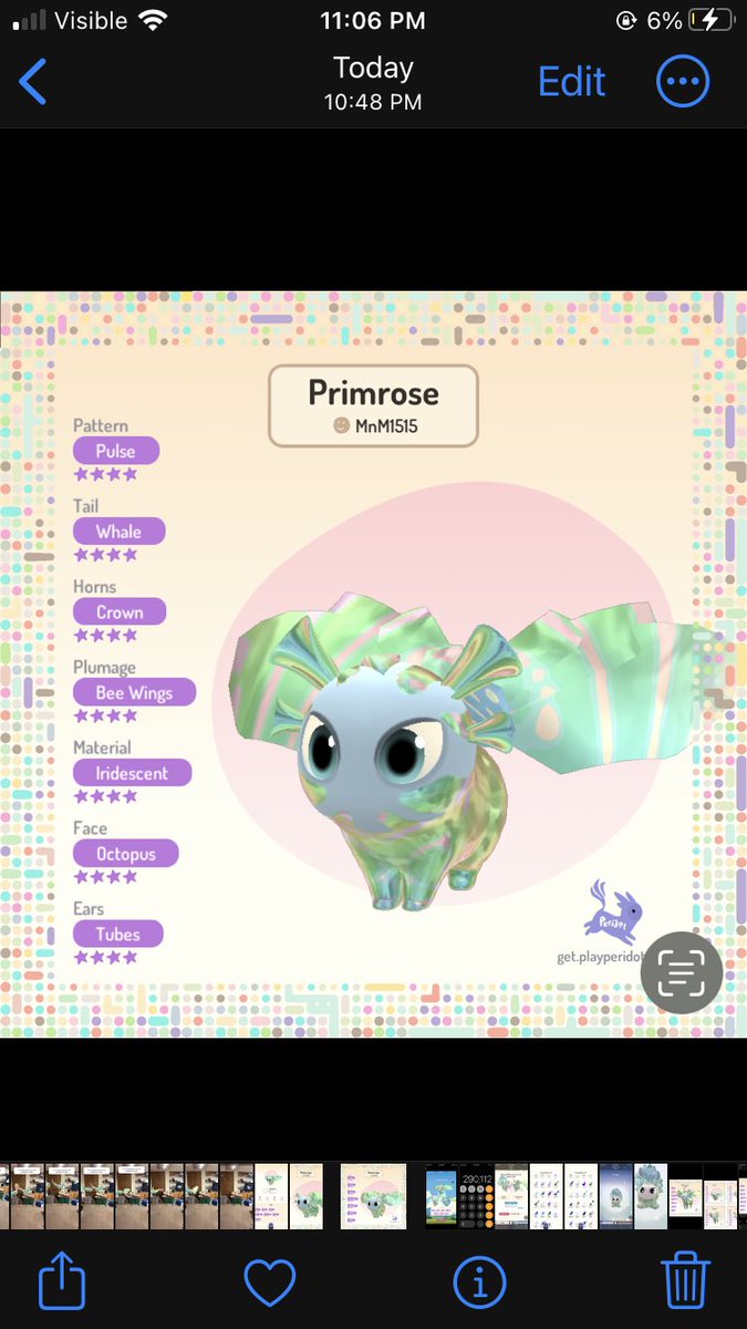 Mgrain15's tweet photo. One of my other hatches from last week, Primrose! Thank you @_Ashlisia for your help with hatching this all 4 star dot with your beautiful Miraculous! @playperidot #playperidot https://t.co/N6G2nKcMum