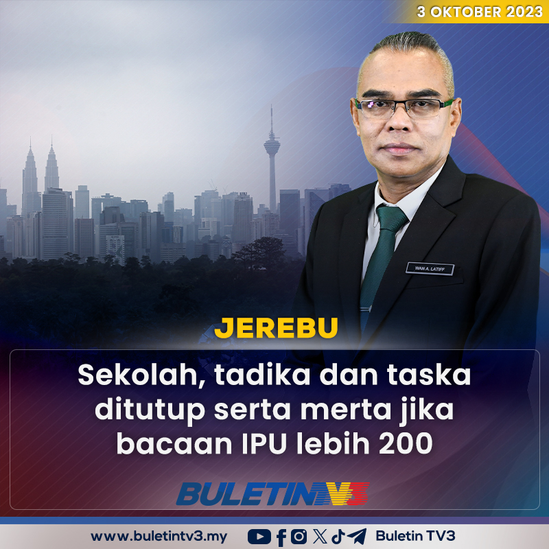 JEREBU | Sekolah, tadika dan taska ditutup serta-merta apabila bacaan Indeks Pencemaran Udara, IPU melebihi 200.